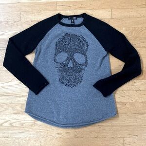 Aqua Cashmere Embellished Skull Sweater XS